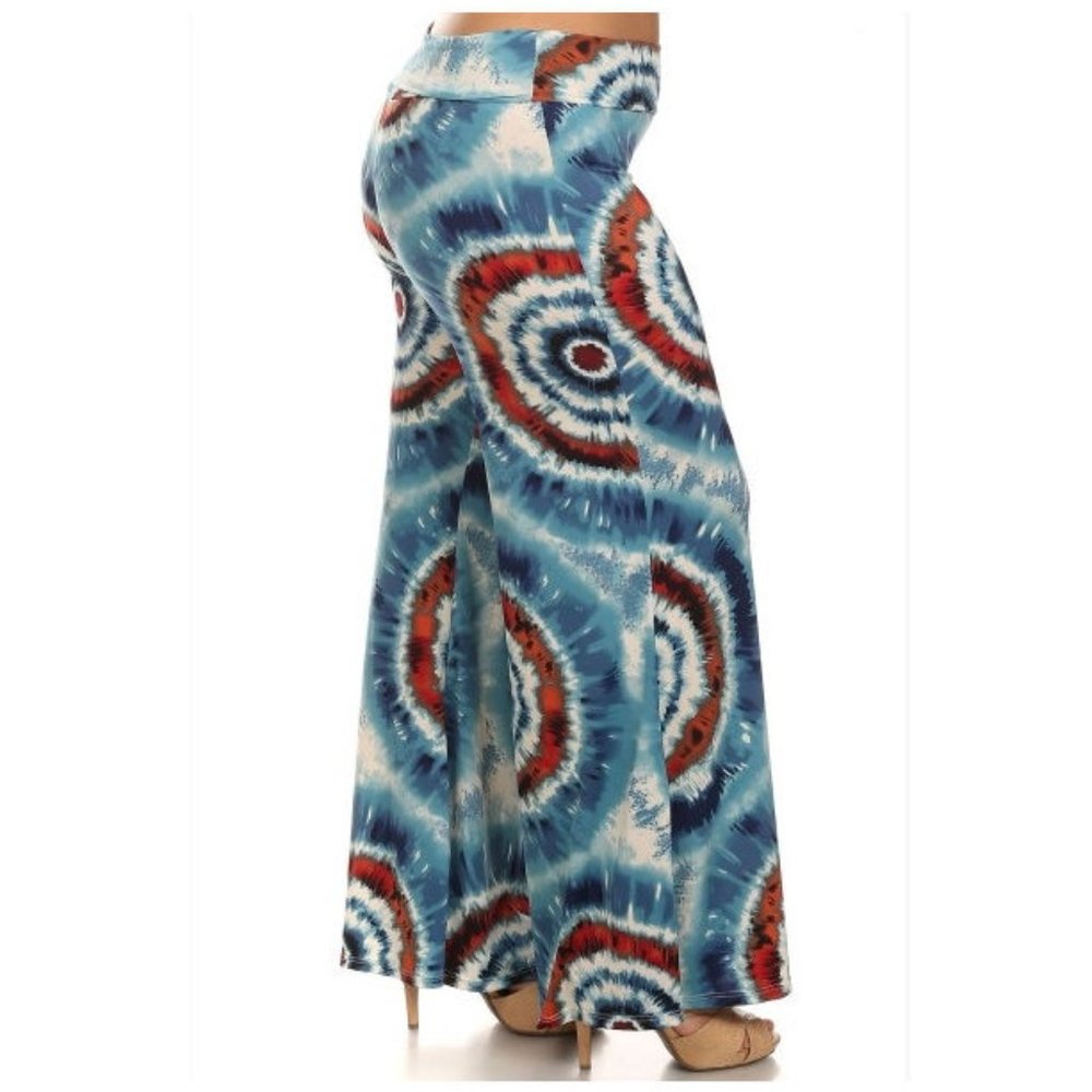 Plus Size Tie Dye Wide Leg Palazzo Pants - Picture 5 of 7